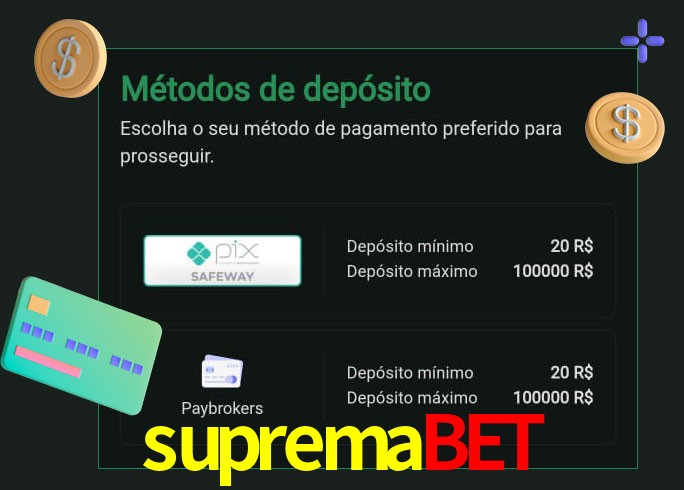 O cassino supremabet oferece uma grande variedade de métodos de pagamento